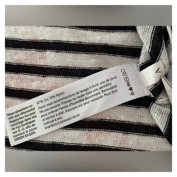 Eileen Fisher Top Size Large Linen Muscle Tank Tunic Black Striped Knit - Picture 7 of 8